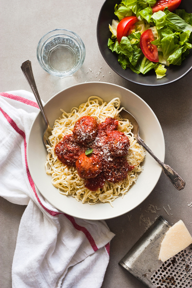 Spaghettis aux boulettes de porc et parmesan maison et concours Kitchen Aid