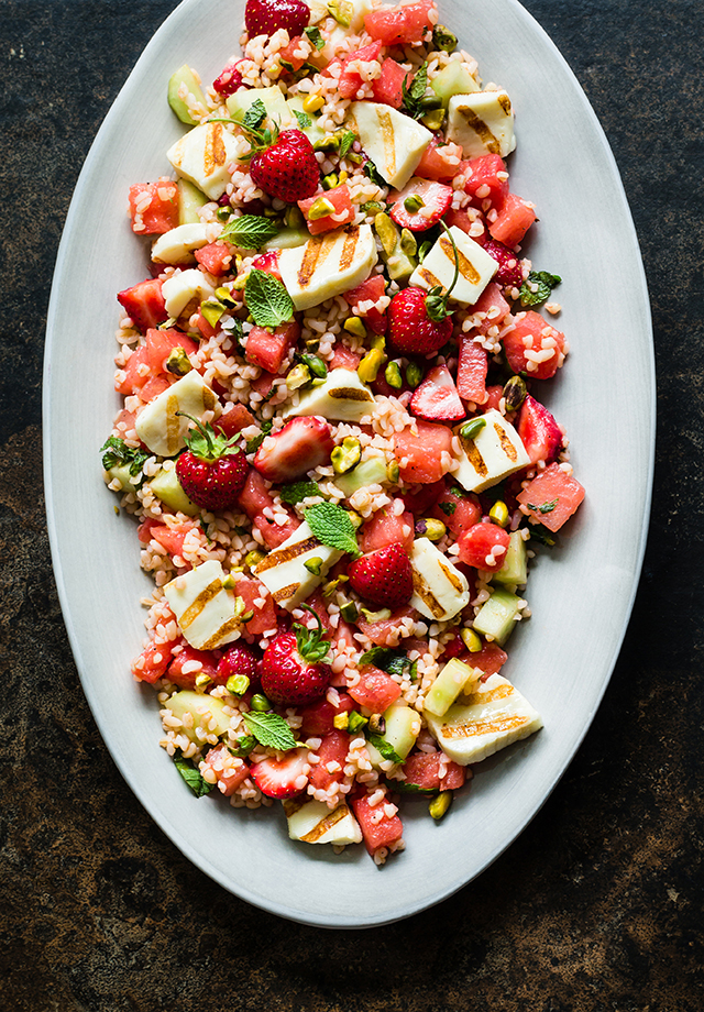 Strawberry, Grilled Haloumi and Bulgur Salad on christelleisflabbergasting,com